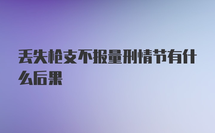 丢失枪支不报量刑情节有什么后果