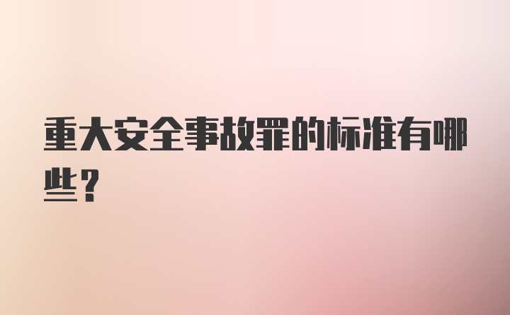 重大安全事故罪的标准有哪些？