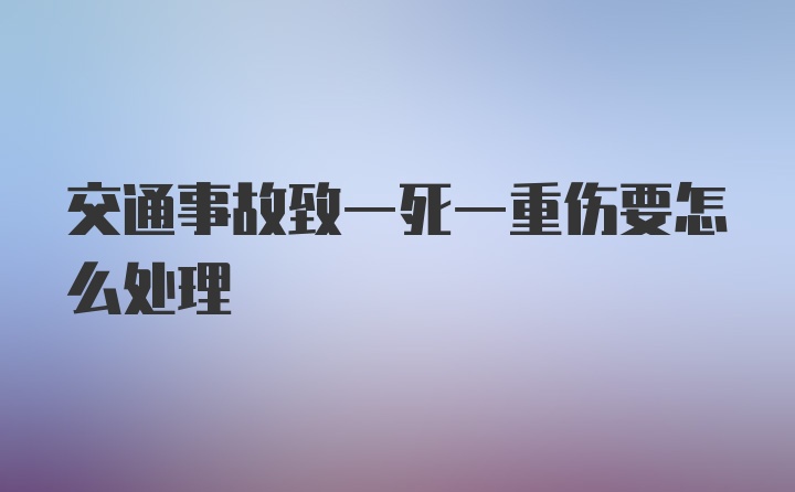 交通事故致一死一重伤要怎么处理