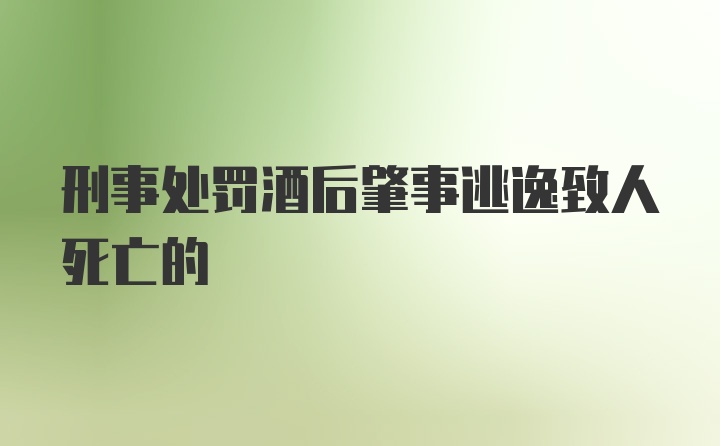 刑事处罚酒后肇事逃逸致人死亡的