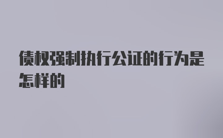 债权强制执行公证的行为是怎样的