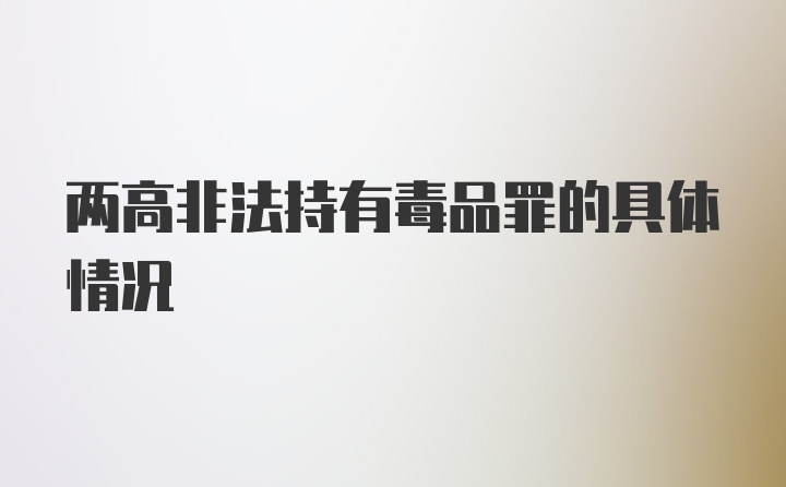 两高非法持有毒品罪的具体情况