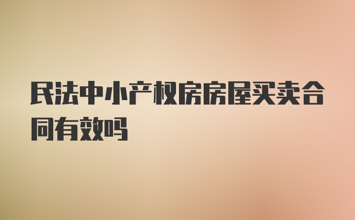 民法中小产权房房屋买卖合同有效吗