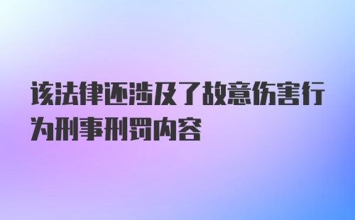 该法律还涉及了故意伤害行为刑事刑罚内容