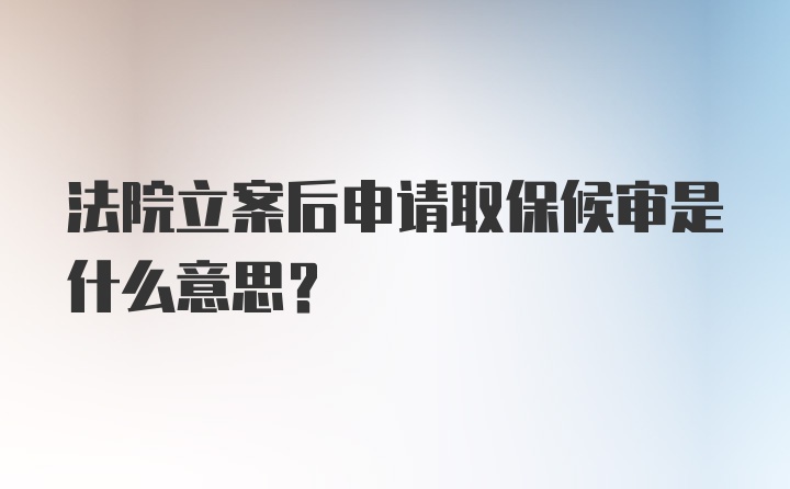 法院立案后申请取保候审是什么意思？