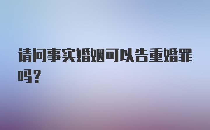 请问事实婚姻可以告重婚罪吗？