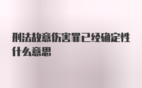 刑法故意伤害罪已经确定性什么意思