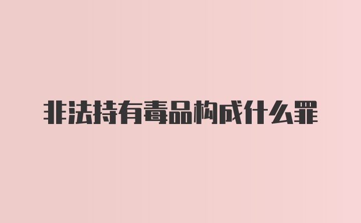 非法持有毒品构成什么罪