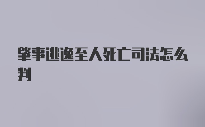 肇事逃逸至人死亡司法怎么判