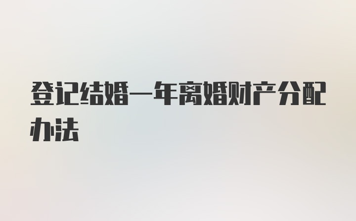 登记结婚一年离婚财产分配办法