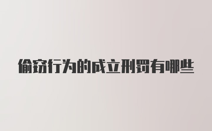 偷窃行为的成立刑罚有哪些