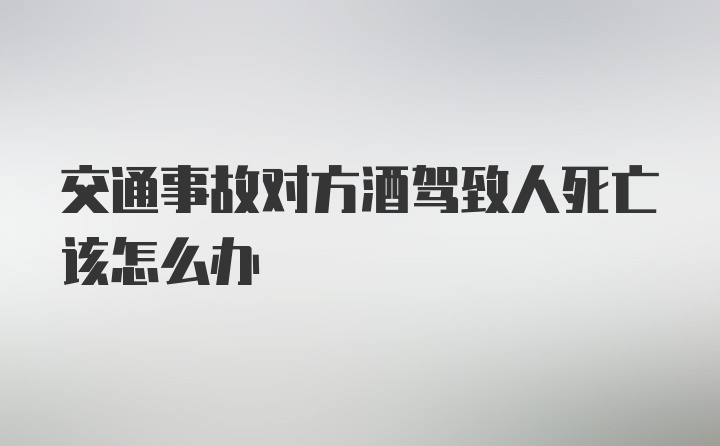 交通事故对方酒驾致人死亡该怎么办