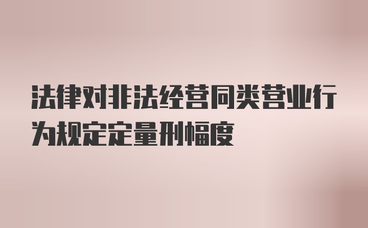 法律对非法经营同类营业行为规定定量刑幅度