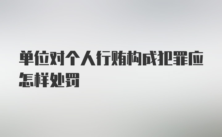 单位对个人行贿构成犯罪应怎样处罚