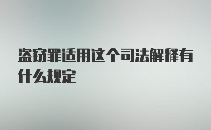 盗窃罪适用这个司法解释有什么规定