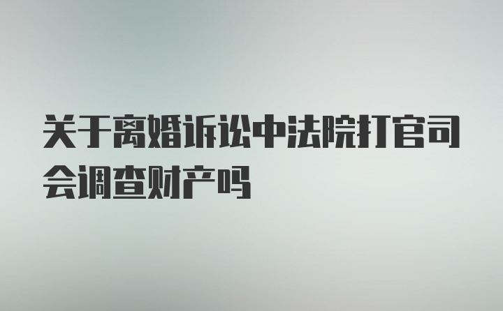 关于离婚诉讼中法院打官司会调查财产吗