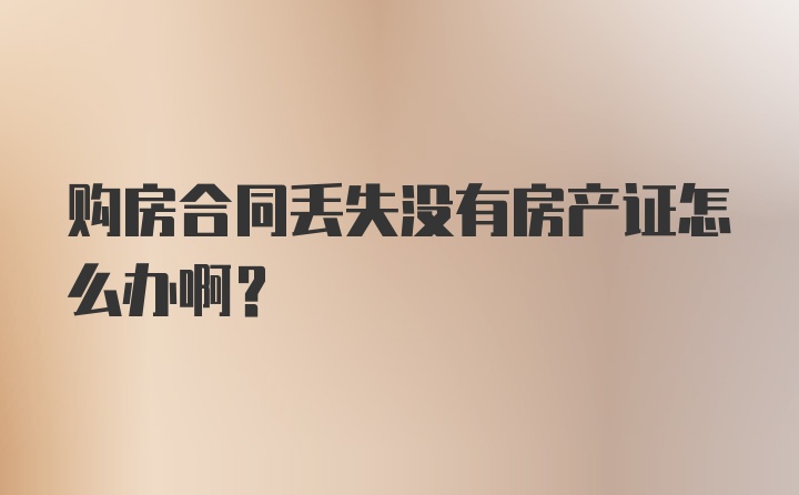 购房合同丢失没有房产证怎么办啊？