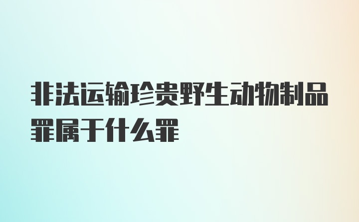 非法运输珍贵野生动物制品罪属于什么罪