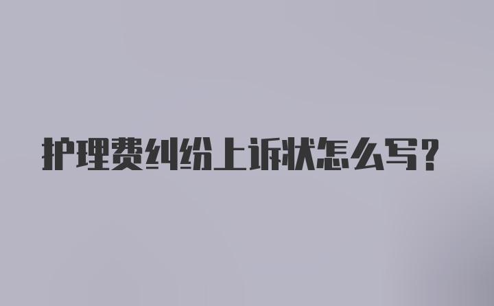 护理费纠纷上诉状怎么写？