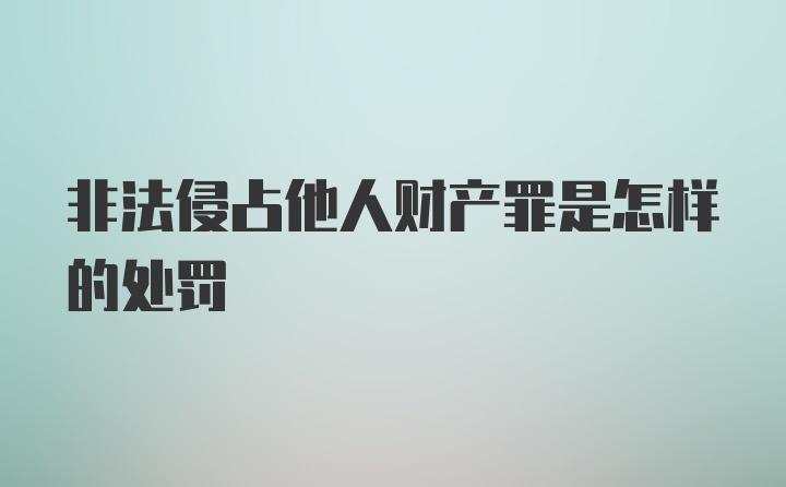 非法侵占他人财产罪是怎样的处罚