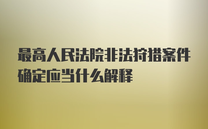 最高人民法院非法狩猎案件确定应当什么解释