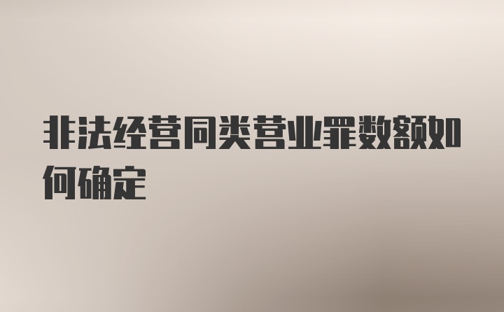 非法经营同类营业罪数额如何确定