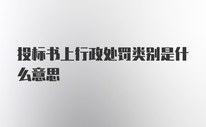 投标书上行政处罚类别是什么意思