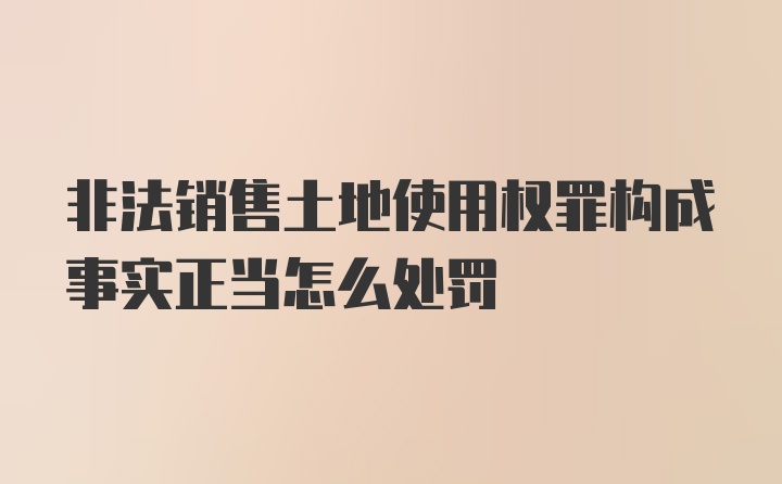 非法销售土地使用权罪构成事实正当怎么处罚