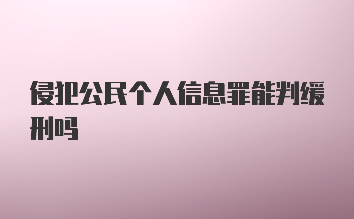 侵犯公民个人信息罪能判缓刑吗