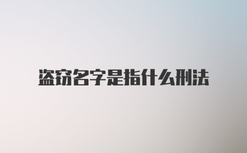 盗窃名字是指什么刑法