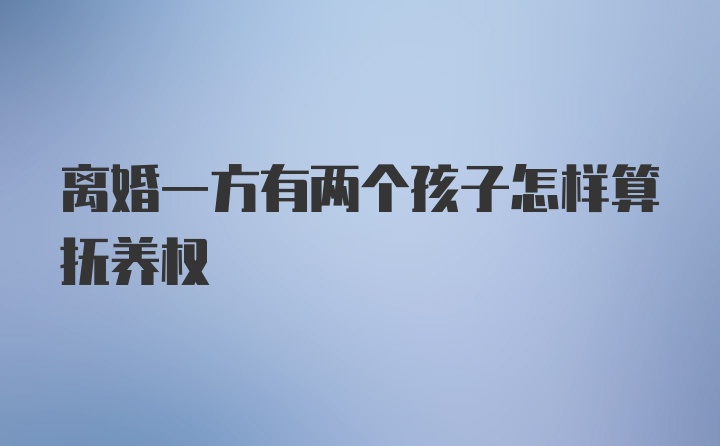 离婚一方有两个孩子怎样算抚养权