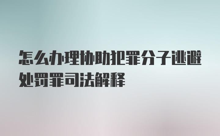 怎么办理协助犯罪分子逃避处罚罪司法解释