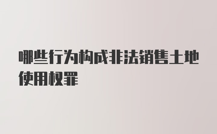 哪些行为构成非法销售土地使用权罪