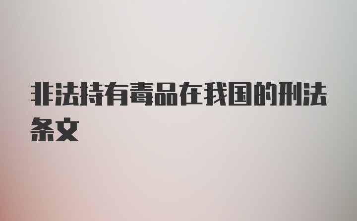 非法持有毒品在我国的刑法条文