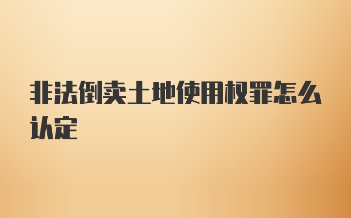 非法倒卖土地使用权罪怎么认定