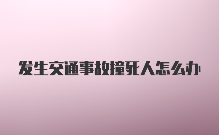 发生交通事故撞死人怎么办