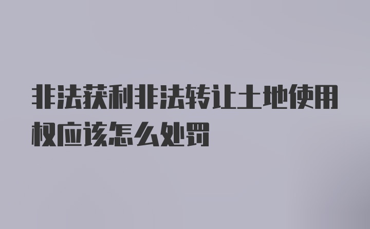 非法获利非法转让土地使用权应该怎么处罚