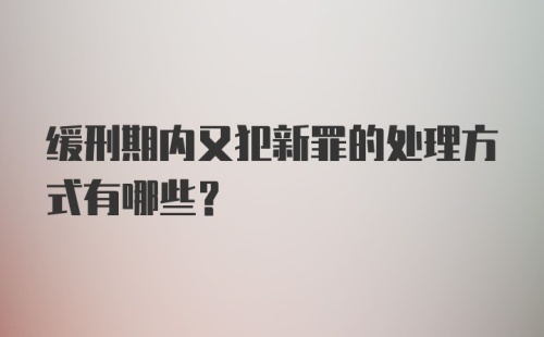 缓刑期内又犯新罪的处理方式有哪些?