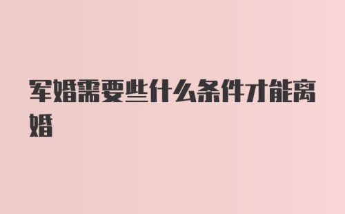 军婚需要些什么条件才能离婚