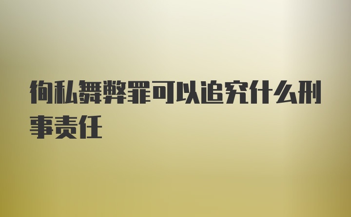 徇私舞弊罪可以追究什么刑事责任