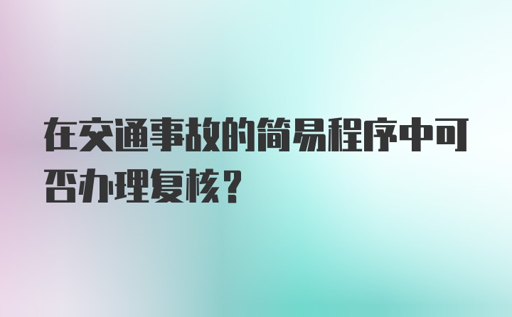 在交通事故的简易程序中可否办理复核？