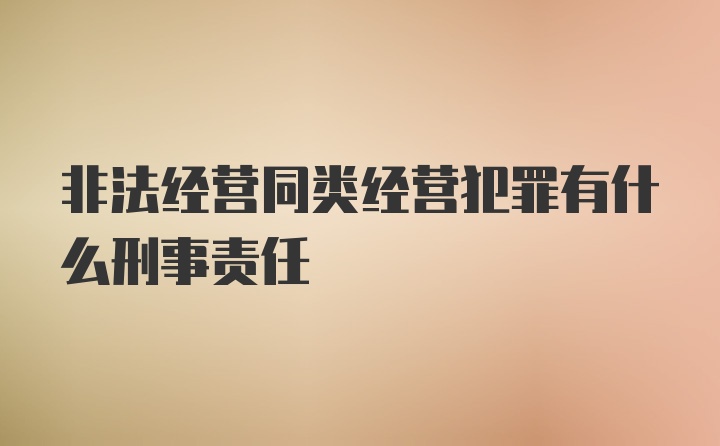 非法经营同类经营犯罪有什么刑事责任