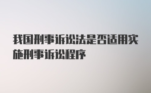 我国刑事诉讼法是否适用实施刑事诉讼程序