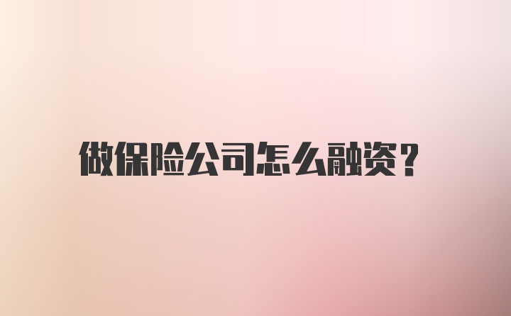 做保险公司怎么融资？