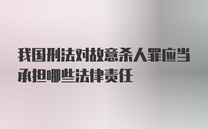 我国刑法对故意杀人罪应当承担哪些法律责任