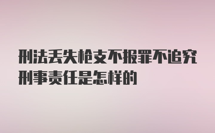 刑法丢失枪支不报罪不追究刑事责任是怎样的