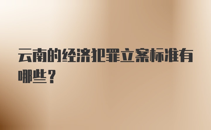 云南的经济犯罪立案标准有哪些？