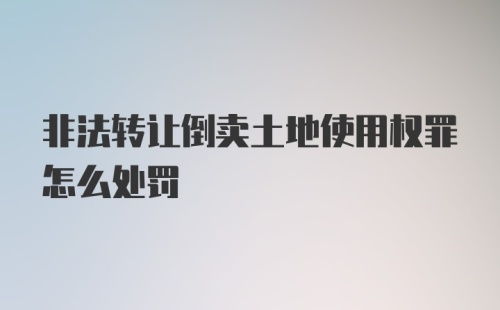 非法转让倒卖土地使用权罪怎么处罚