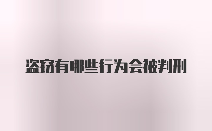 盗窃有哪些行为会被判刑