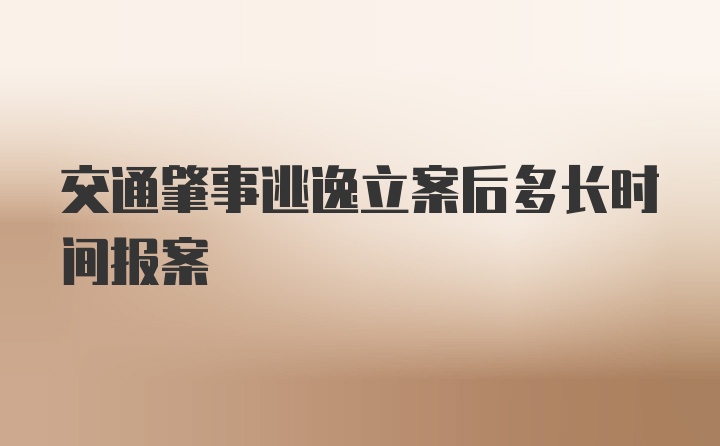 交通肇事逃逸立案后多长时间报案